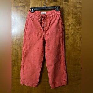 Madewell Rust-Red Wide Leg Cropped Pants